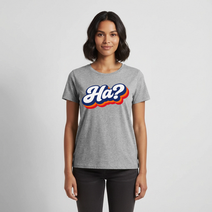 Ha? Design – Frauen Premium T-Shirt - Grau meliert