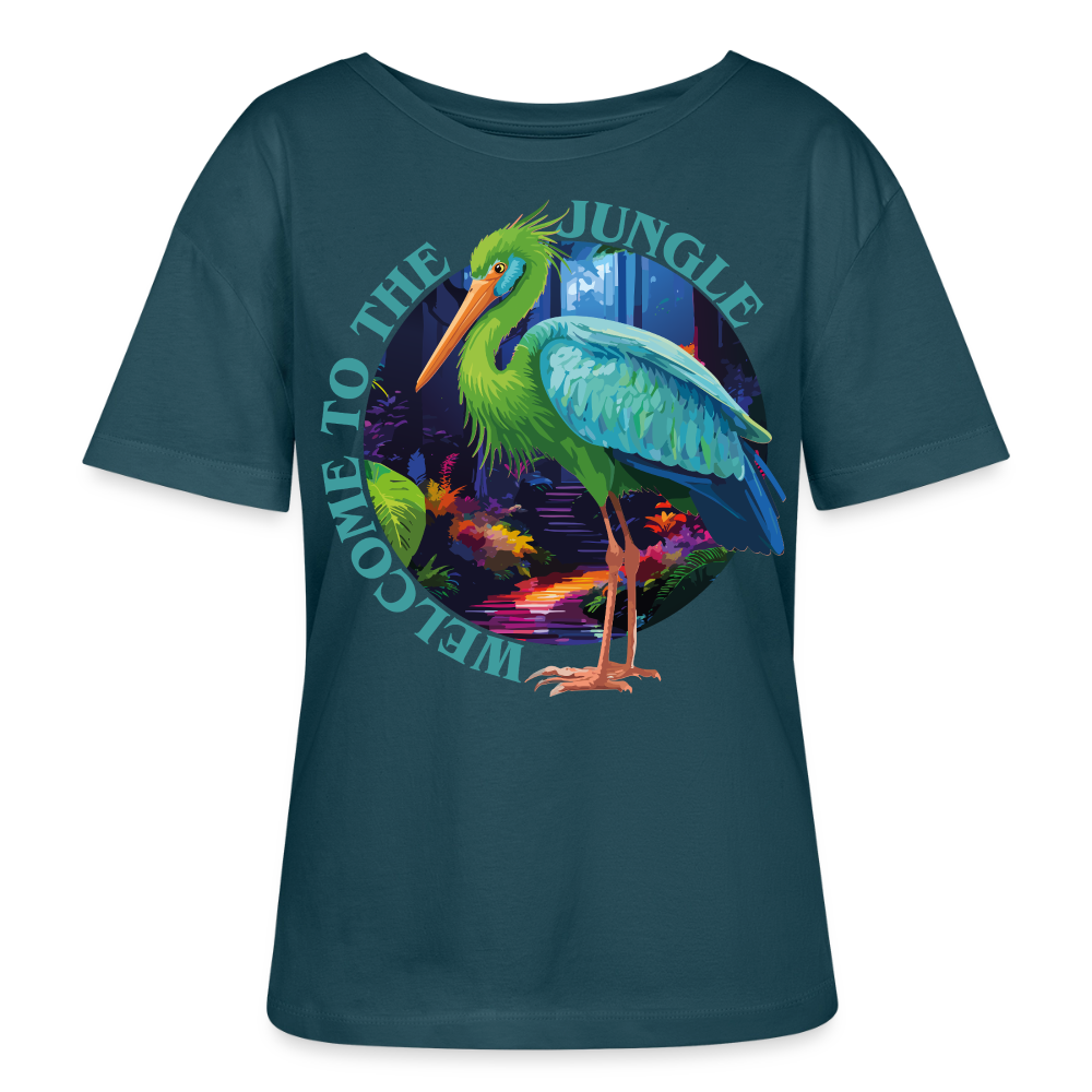 Jungle Design – Rundhals Frauen Bio-T-Shirt - Dunkles Petrol