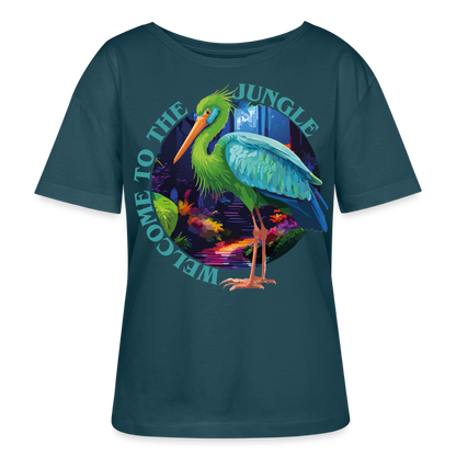 Jungle Design – Rundhals Frauen Bio-T-Shirt - Dunkles Petrol