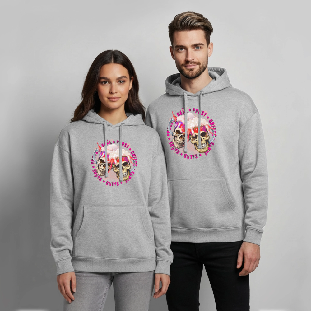 Party Skull Design Pink – Oversized Unisex Hoodie - Grau meliert