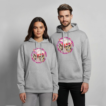 Party Skull Design Pink – Oversized Unisex Hoodie - Grau meliert