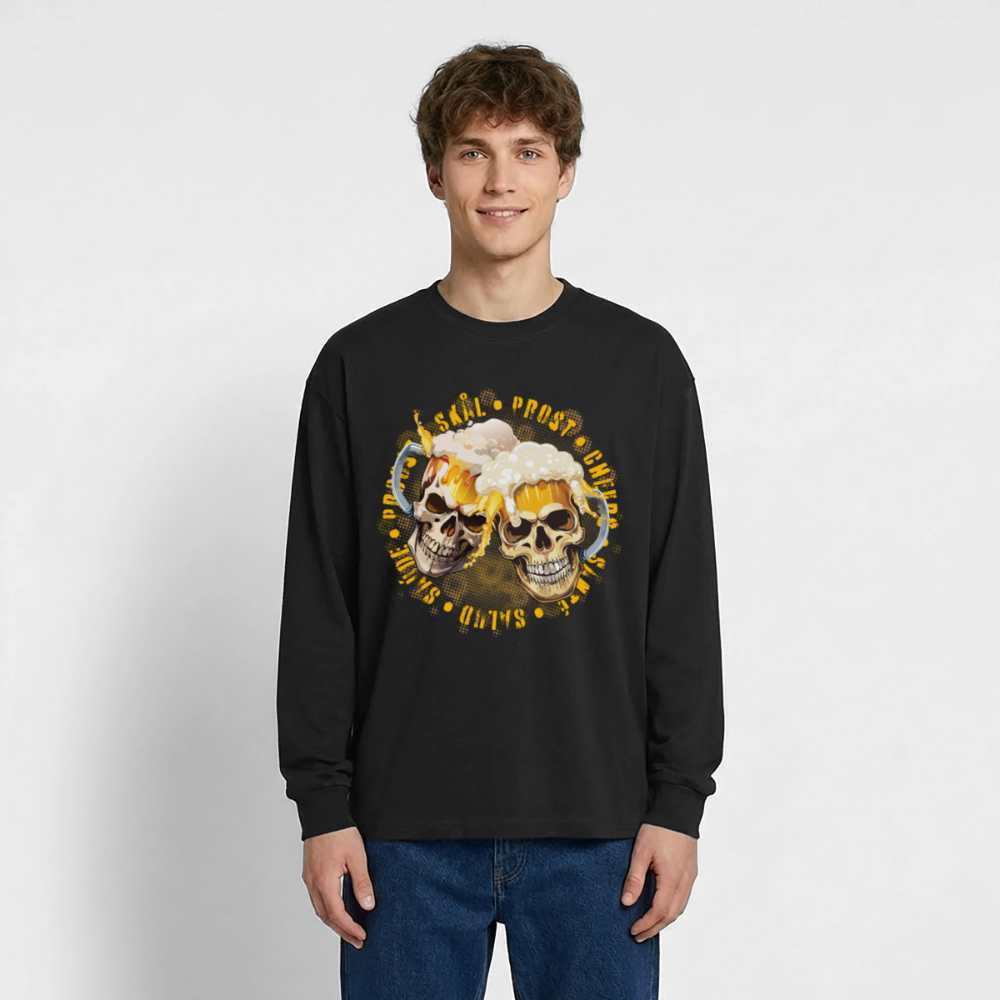 Party Skull Design – Oversized Langarmshirt - Schwarz