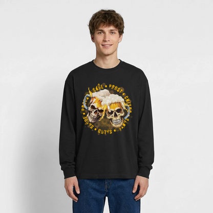 Party Skull Design – Oversized Langarmshirt - Schwarz