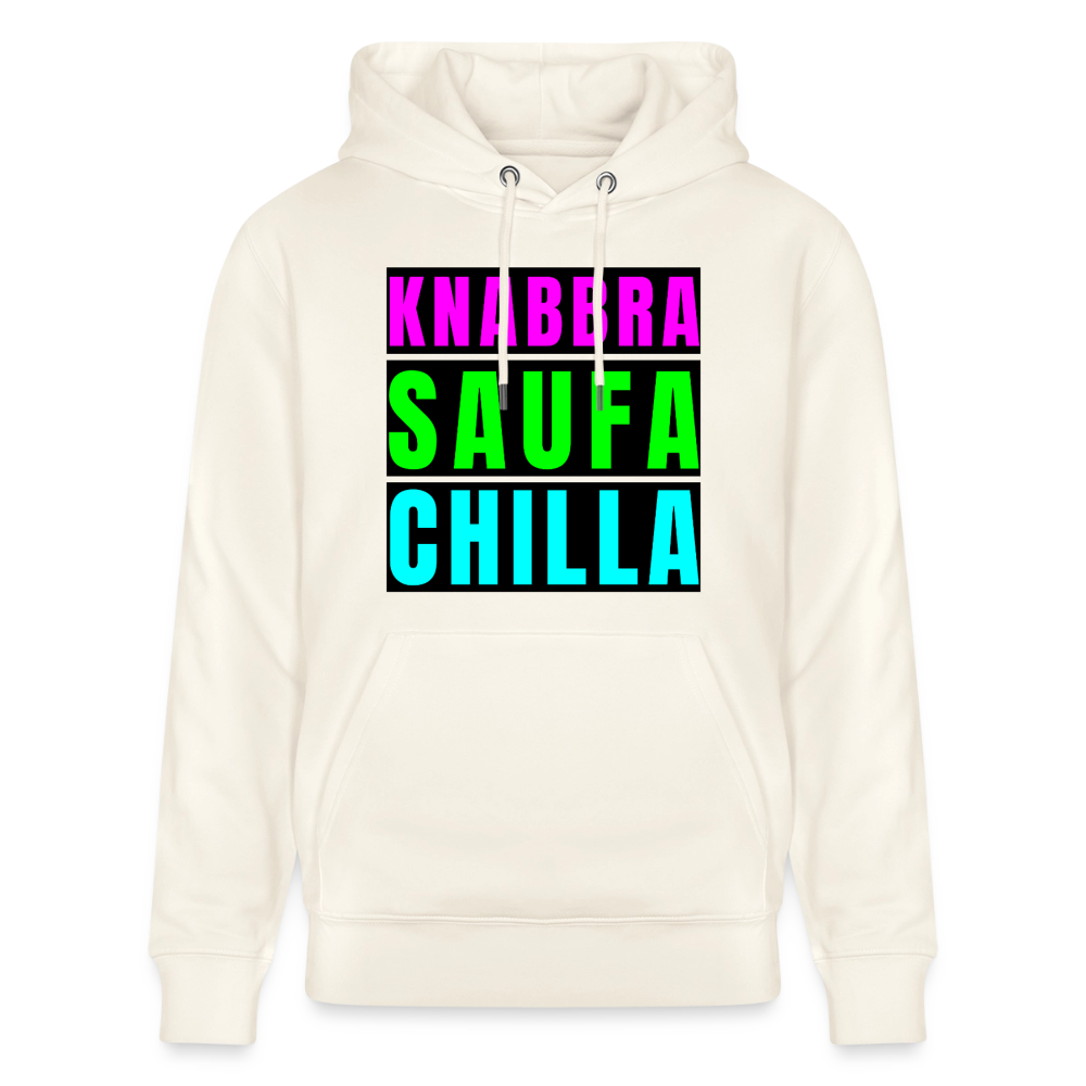 Knabbra Saufa Chilla Design – Unisex Bio-Hoodie - Naturweiß 