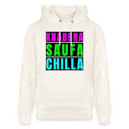 Knabbra Saufa Chilla Design – Unisex Bio-Hoodie - Naturweiß 