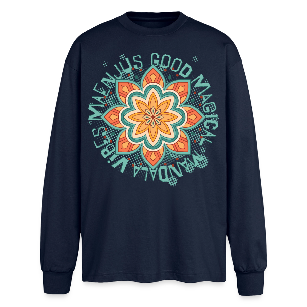 Mandala Türkis Design – Oversized Langarmshirt - Navy