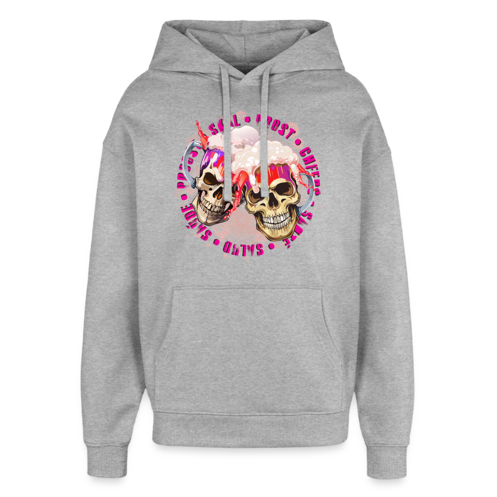 Party Skull Design Pink – Oversized Unisex Hoodie - Grau meliert