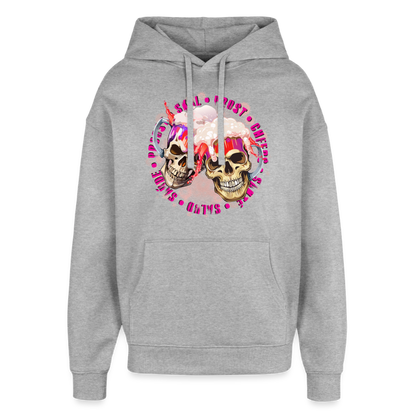 Party Skull Design Pink – Oversized Unisex Hoodie - Grau meliert