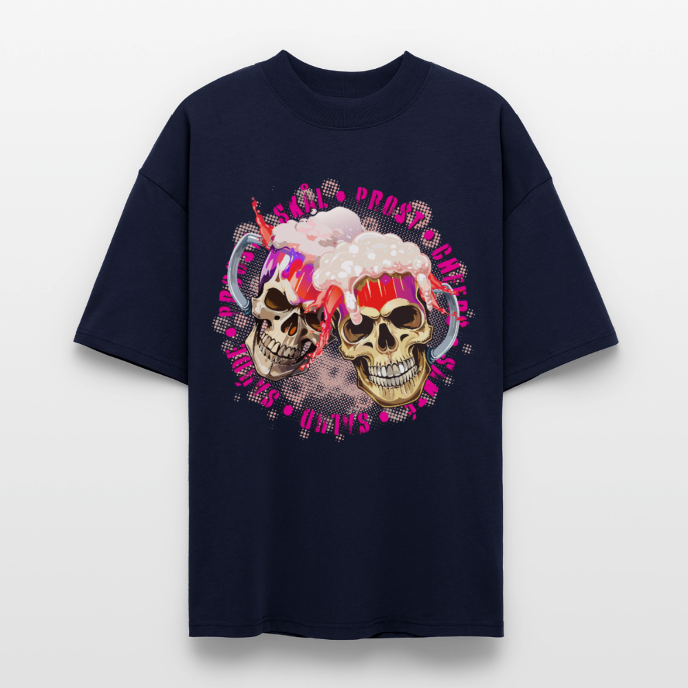 Party Skull Design Pink – Oversized Unisex Bio T-Shirt - Navy