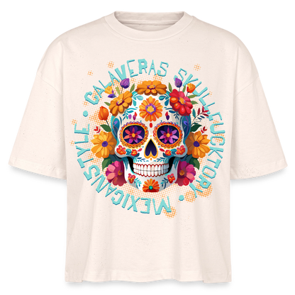 Sugar Skull Blumen Design - Frauen Boxy Bio-T-Shirt - Natur