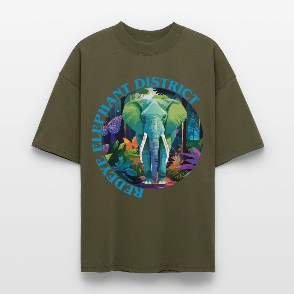 Elephant Design – Oversized Unisex Bio T-Shirt - Khaki