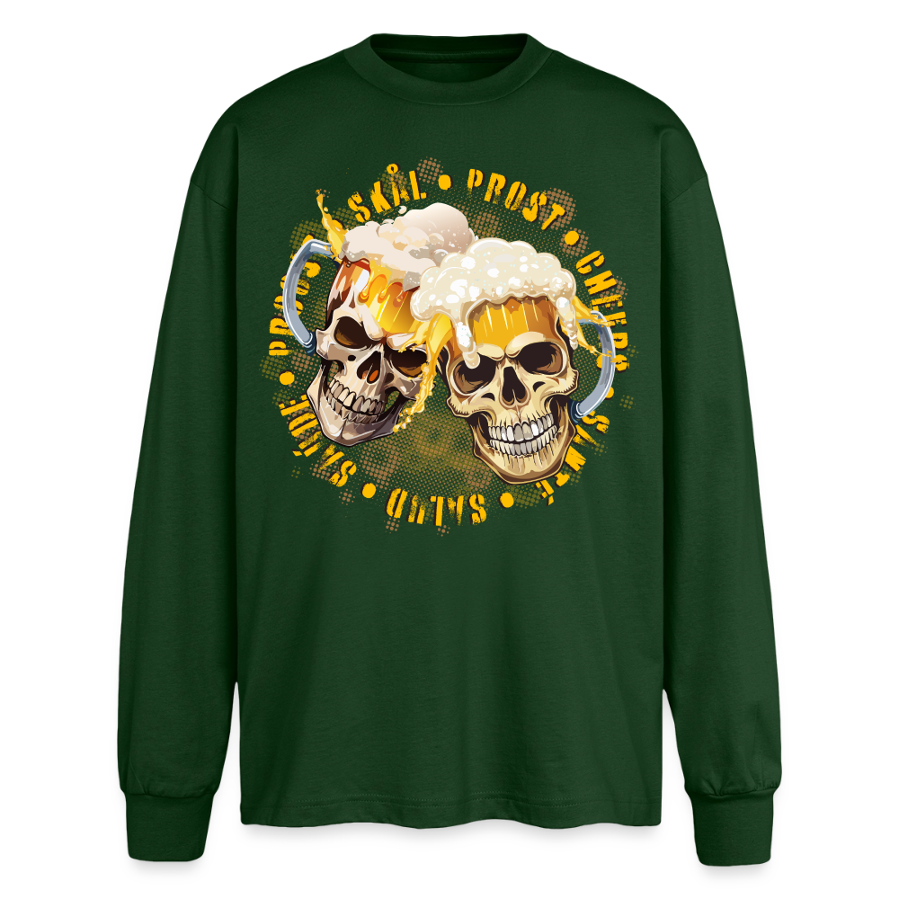 Party Skull Design – Oversized Langarmshirt - Flaschengrün