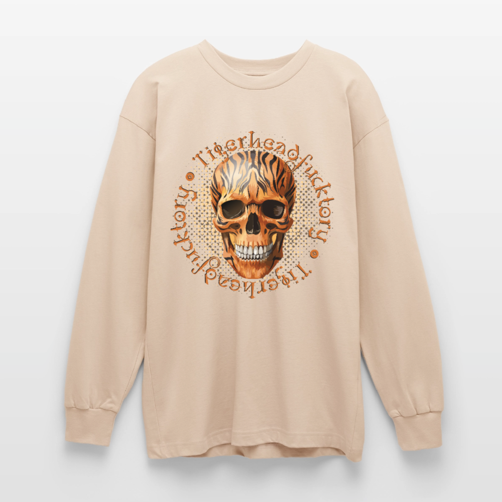 Tiger Skull Design – Oversized Langarmshirt - Sand