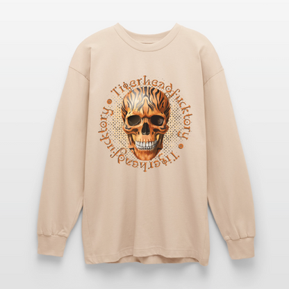 Tiger Skull Design – Oversized Langarmshirt - Sand