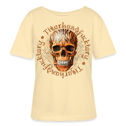 Tiger Skull Design – Rundhals Frauen Bio-T-Shirt - Creme