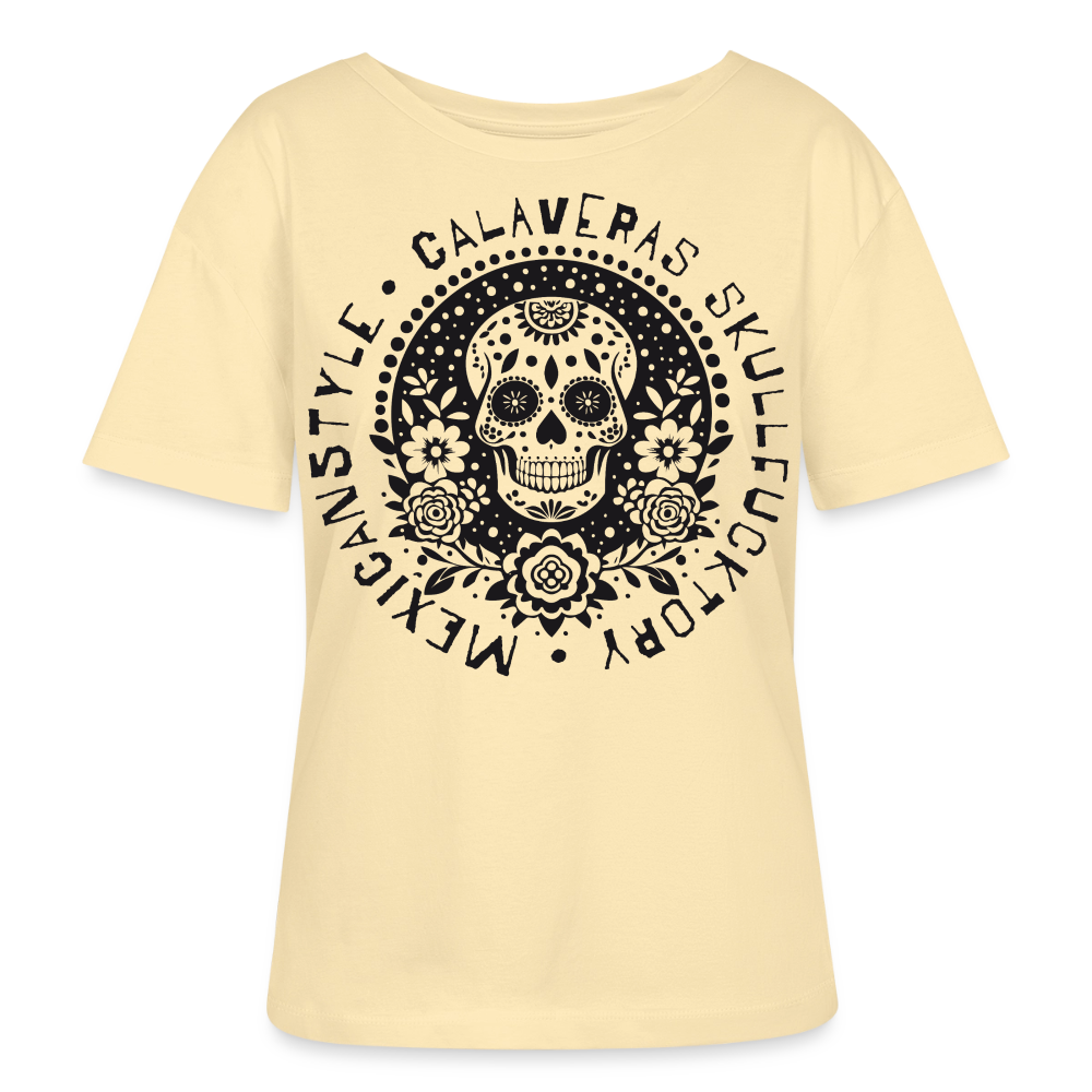 Sugar Skull Black Design - Rundhals Frauen Bio-T-Shirt - Creme