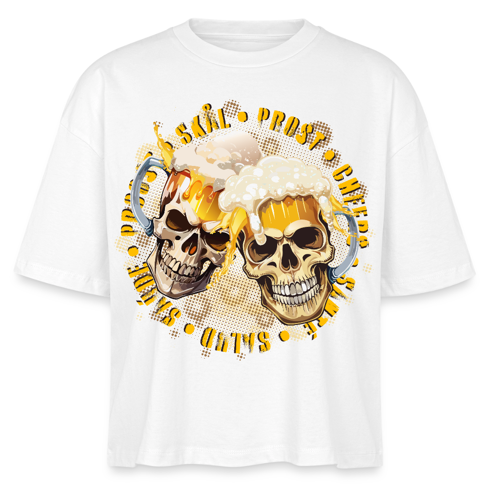 Party Skull Design – Frauen Boxy Bio-T-Shirt - Weiß