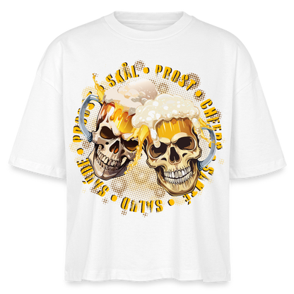 Party Skull Design – Frauen Boxy Bio-T-Shirt - Weiß