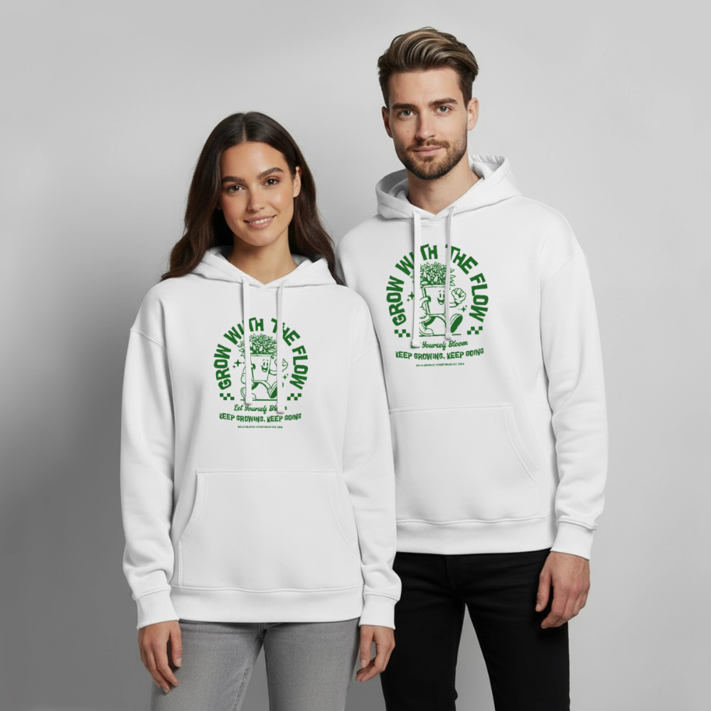Keep Growing Design – Oversized Unisex Hoodie - Weiß