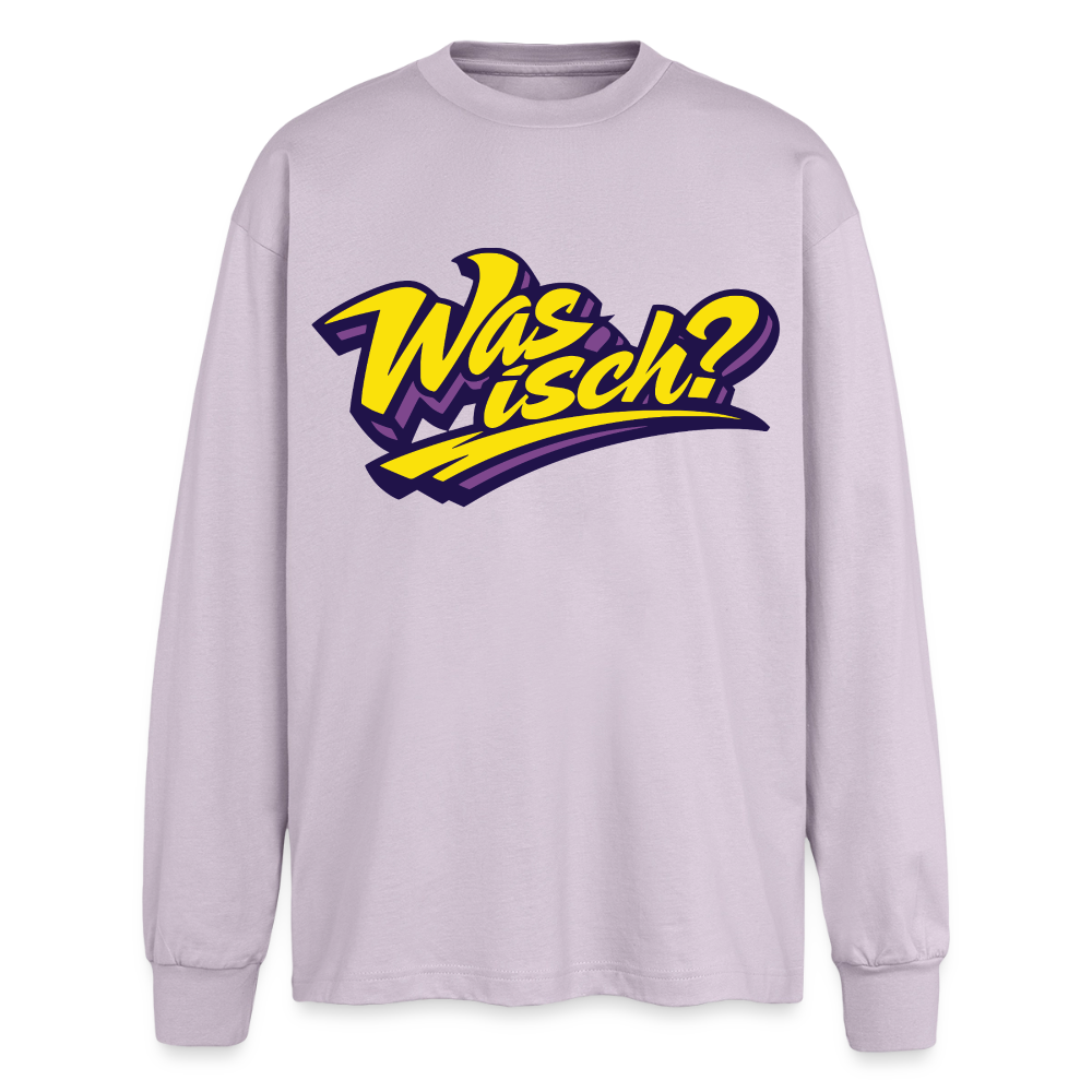 Was isch? Design – Oversized Langarmshirt - verblasstes Lila