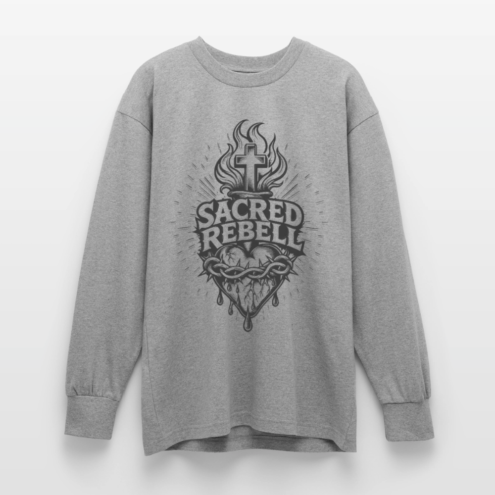 Sacred Rebell Design – Oversized Langarmshirt - Grau meliert