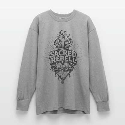 Sacred Rebell Design – Oversized Langarmshirt - Grau meliert