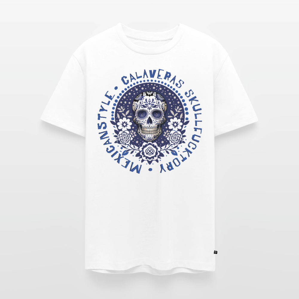 Sugar Skull Blau Design – Männer Premium T-Shirt - Weiß