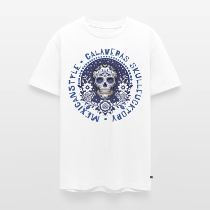 Sugar Skull Blau Design – Männer Premium T-Shirt - Weiß