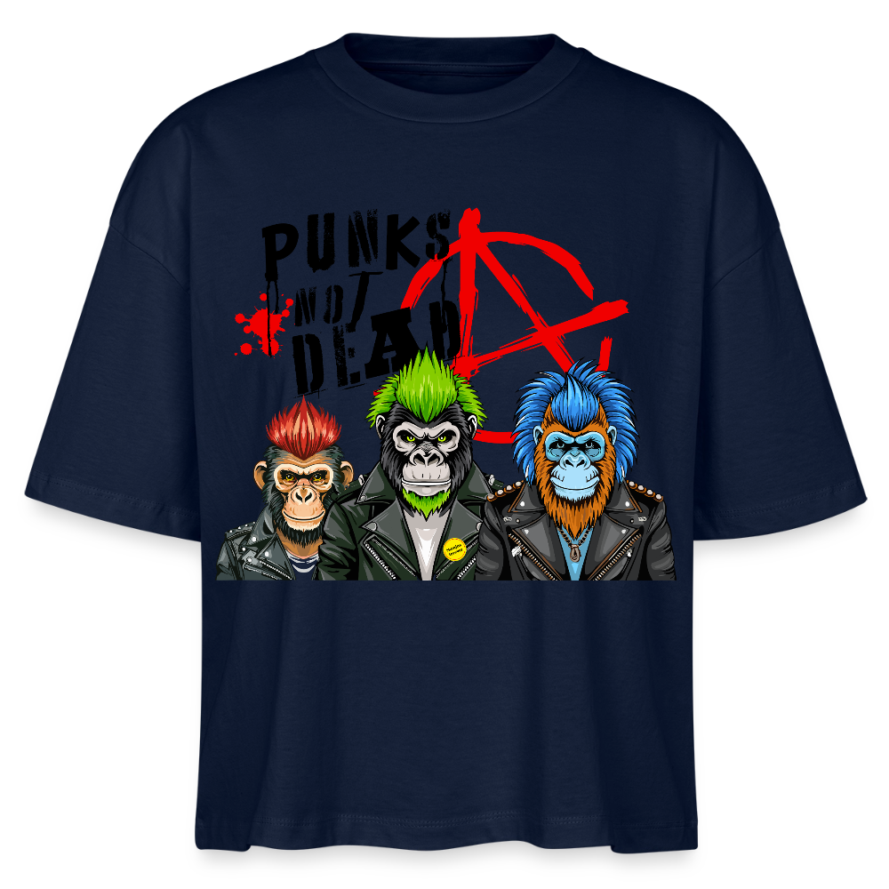 Punks Not Dead Design – Frauen Boxy Bio-T-Shirt - Navy