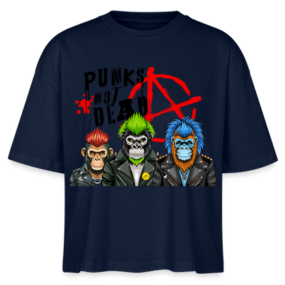 Punks Not Dead Design – Frauen Boxy Bio-T-Shirt - Navy