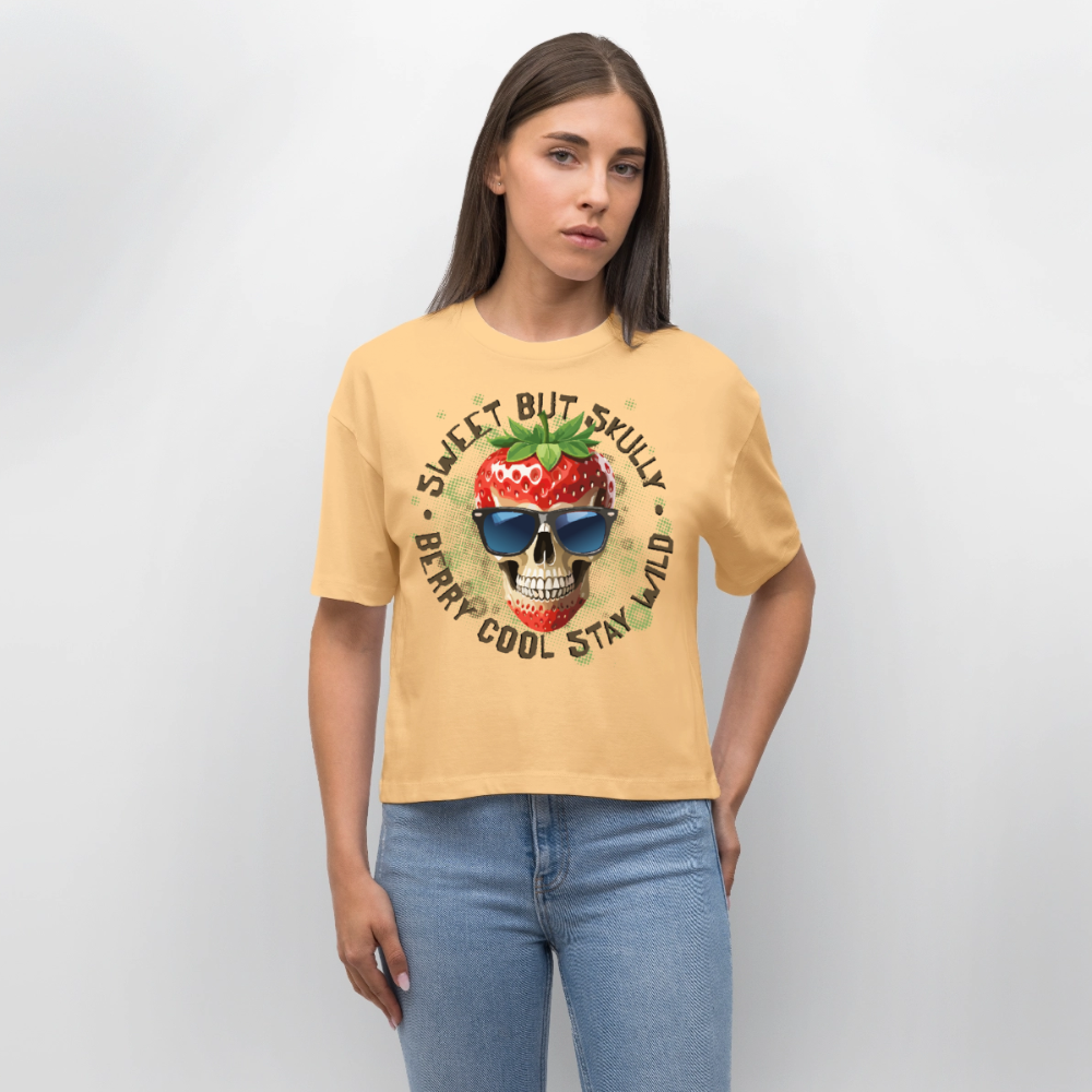 Strawberry Skull Design – Frauen Boxy Bio-T-Shirt - Mispel