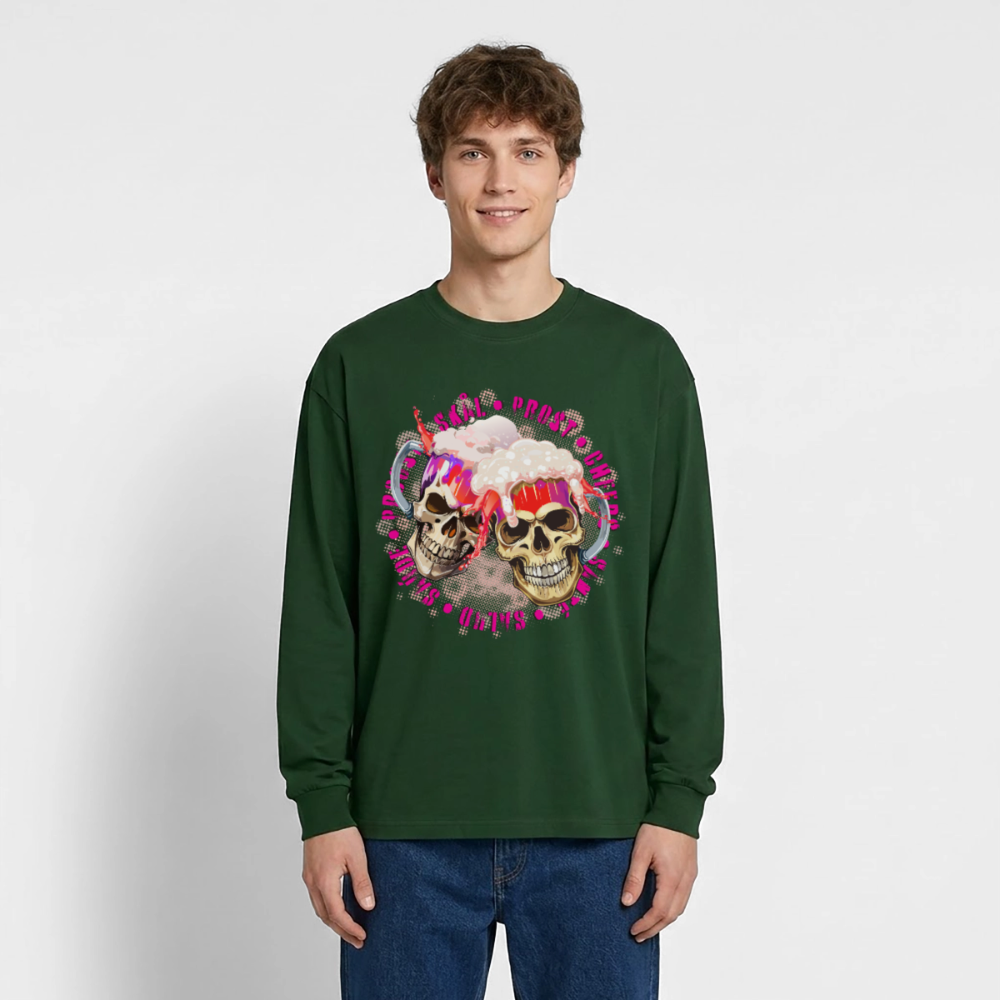 Party Skull Design Pink – Oversized Langarmshirt - Flaschengrün