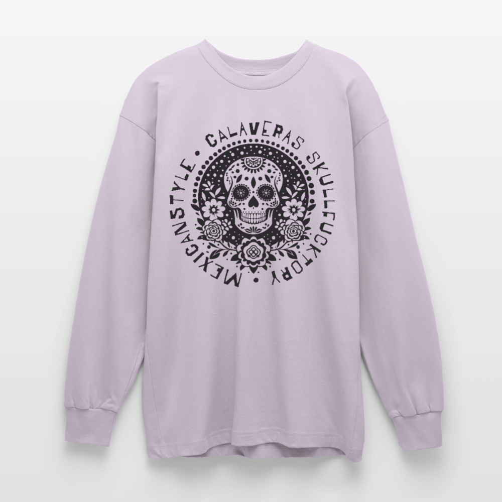 Sugar Skull Black Design - Oversized Langarmshirt - verblasstes Lila