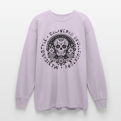 Sugar Skull Black Design - Oversized Langarmshirt - verblasstes Lila