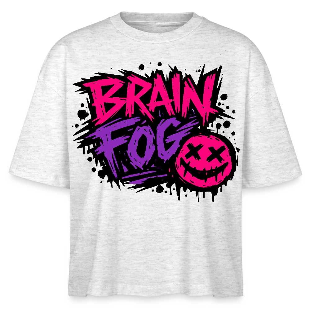 Brain Fog Design – Frauen Boxy Bio-T-Shirt - Weiß meliert