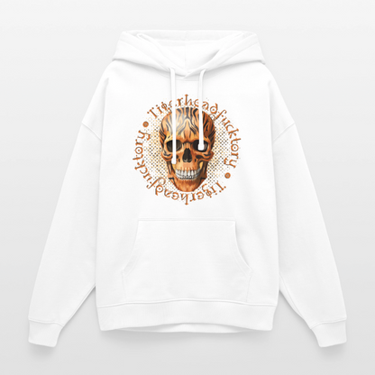 Tiger Skull Design – Oversized Unisex Hoodie - Weiß