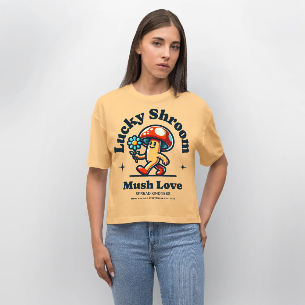 Lucky Shroom Design – Frauen Boxy Bio-T-Shirt - Mispel